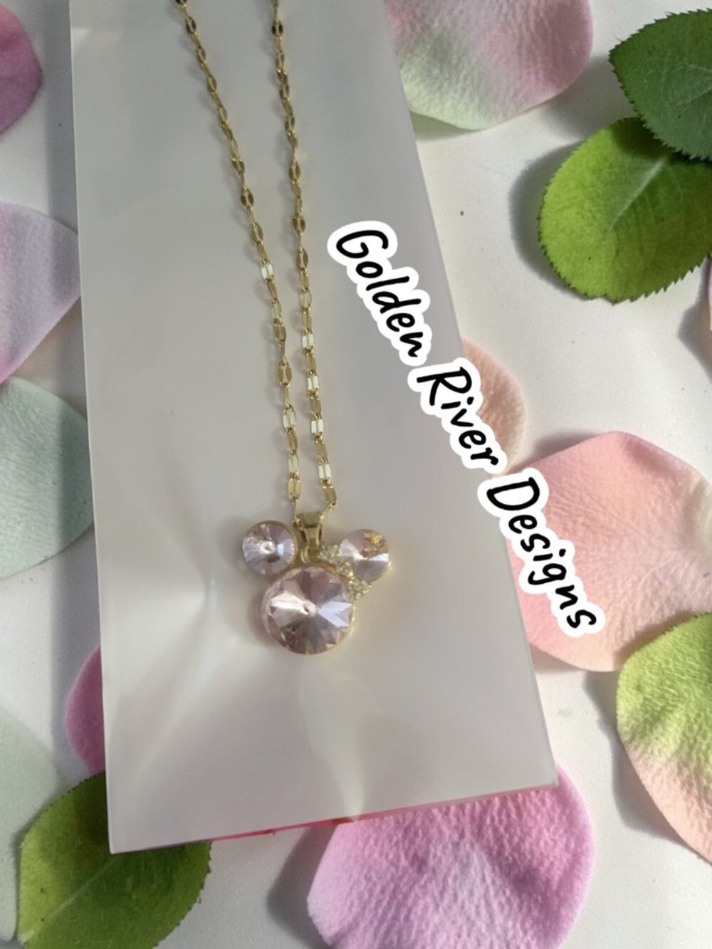 18K Gold Plated Pink Mickey Mouse Necklace